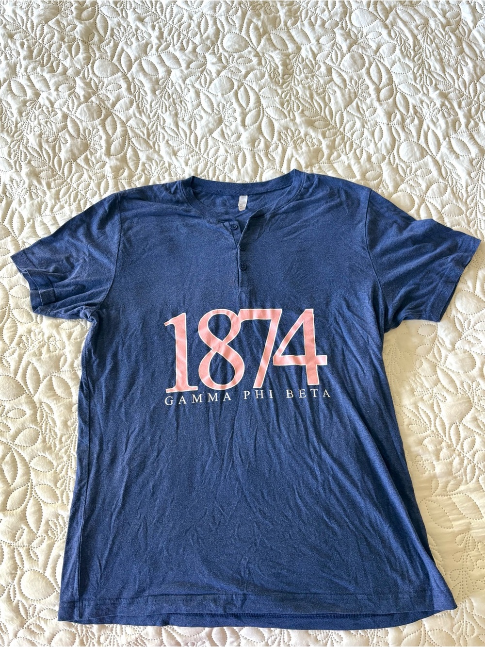 Gamma Phi Beta 1874 Navy Graphic Henley Tee